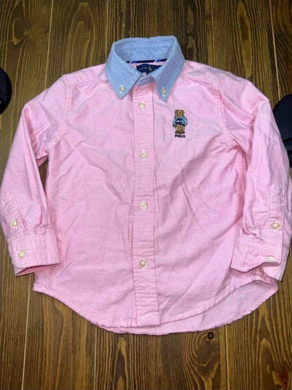 Ralph Lauren Polo Pink Button-Down Shirt w/Chambray Blue Collar - 3T